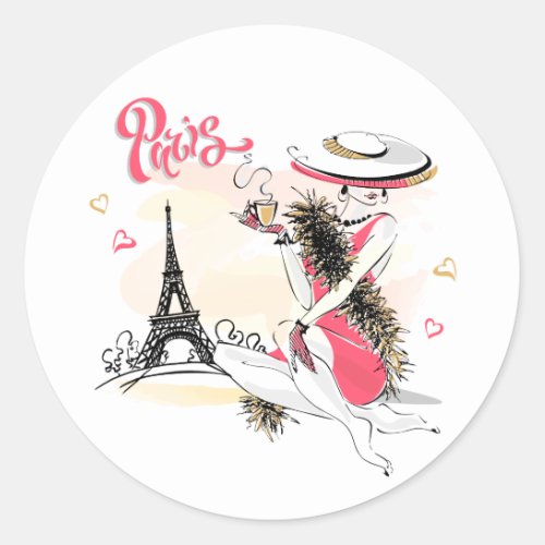 Paris  Coffee Classic Round Sticker