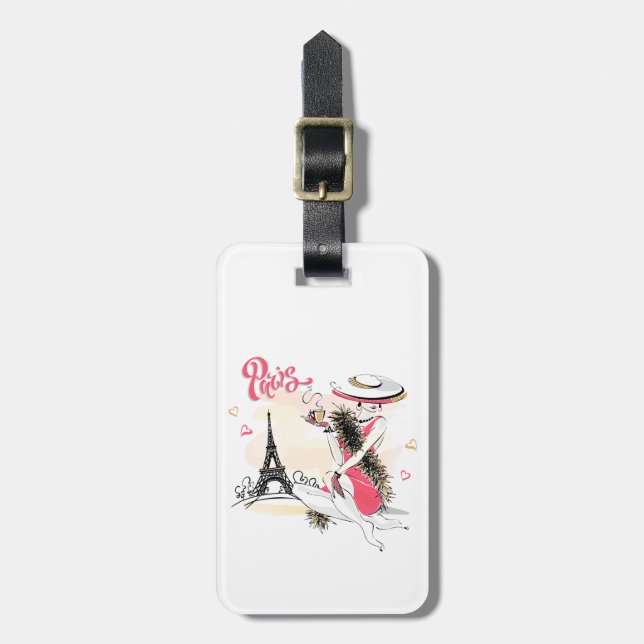 Paris & Coffee Luggage Tag (Front Vertical)
