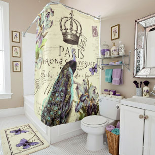 Paris crown peacock shower curtain