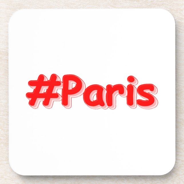 "#Paris" Cute Design. Buy Now Beverage Coaster (Front)