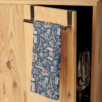 Paris Dark Icons Chic Design Kitchen Towel