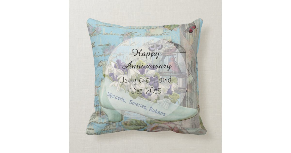 Paris Decoupage 25th Wedding Anniversary Throw Pillow Zazzle Com