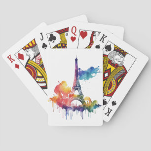 Paris design with colorful splatters poker cards