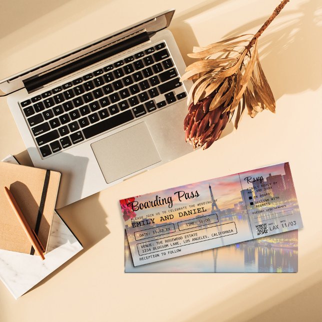 Paris Destination Boarding Pass Wedding Invitation (Creator Uploaded)