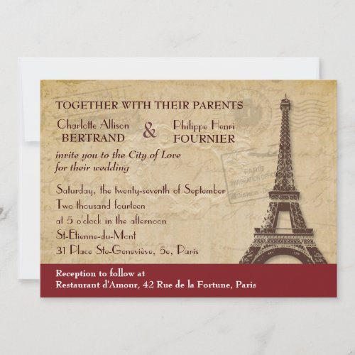 Paris Destination Wedding Invitation