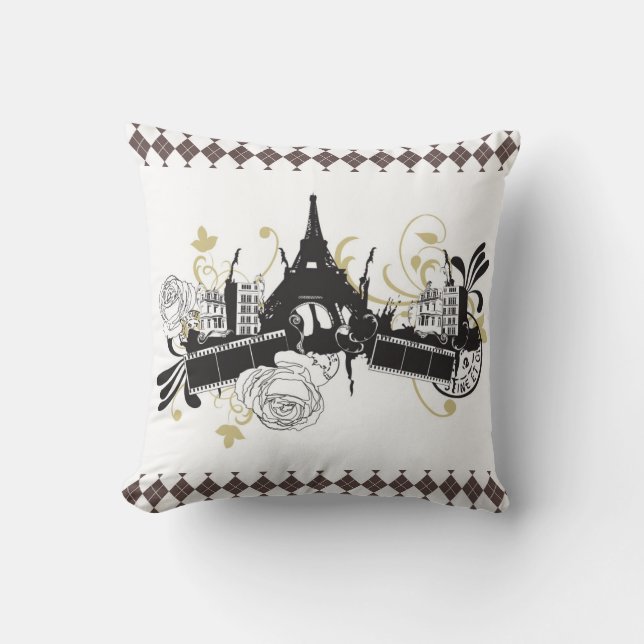 Paris Diamond Design Reversible Pillow (Front)