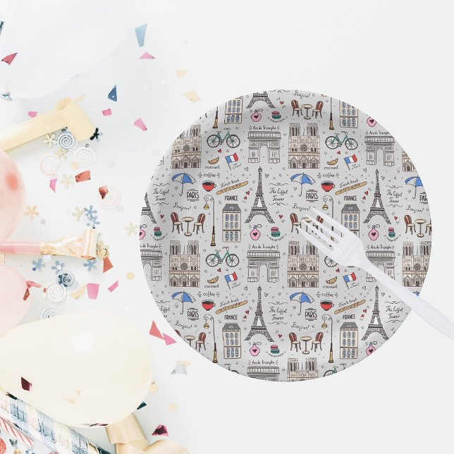 Paris Doodles Paper Plates (Creator Uploaded)