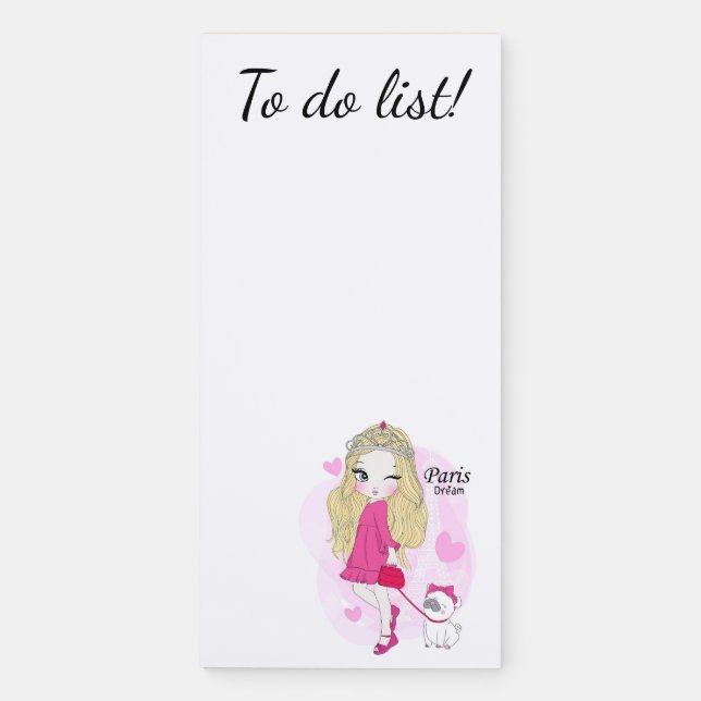 Paris Dream to do list Magnetic Notepad (Front)