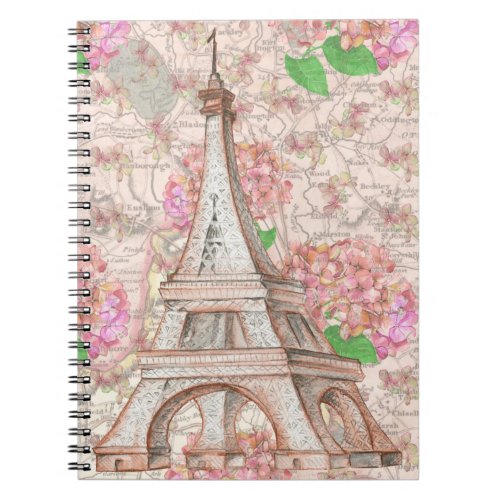 Paris Dreams in Pink Flowers Notebook