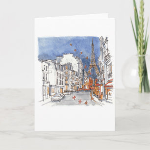 Paris during Chrismas Season Holiday Card