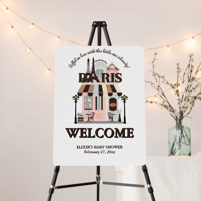 Paris Eiffel in Love French Cafe Baby Shower  Foam Board (In Situ (Stand))