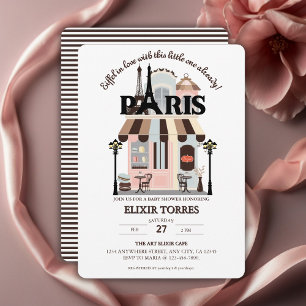 Paris Eiffel in Love French Cafe Baby Shower Invitation