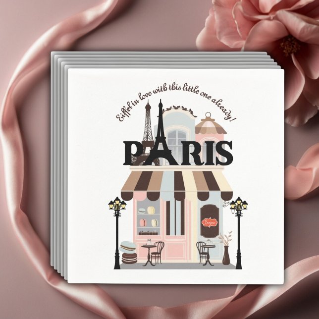 Paris Eiffel in Love French Cafe Baby Shower  Napkins (Creator Uploaded)