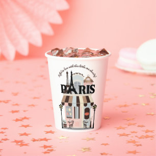 Paris Eiffel in Love French Cafe Baby Shower Paper Cups