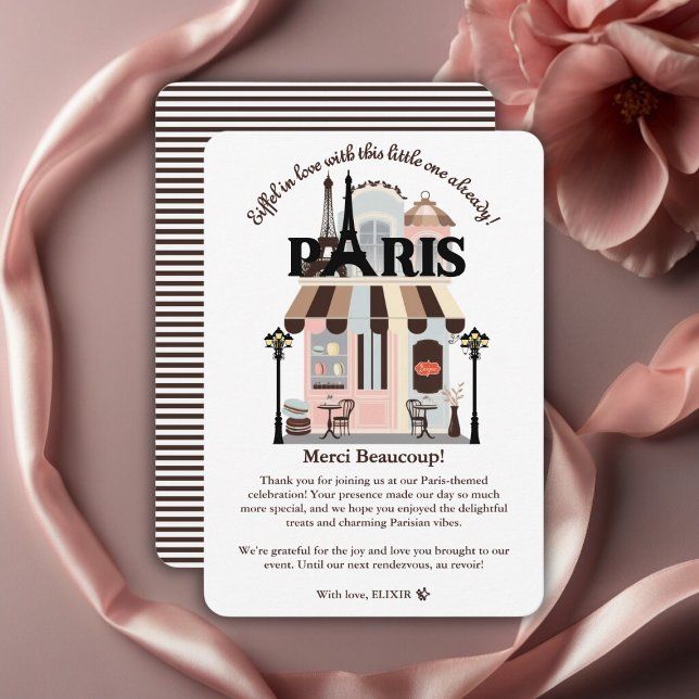 Paris Eiffel in Love French Cafe Baby Shower  Thank You Card (Creator Uploaded)
