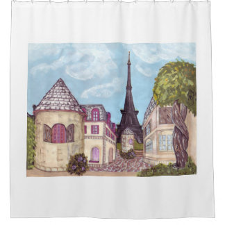Paris Eiffel inspired landscape shower curtain