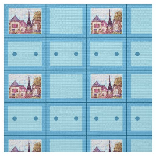 Paris Eiffel Inspired Pointillist Brooch Pattern Fabric