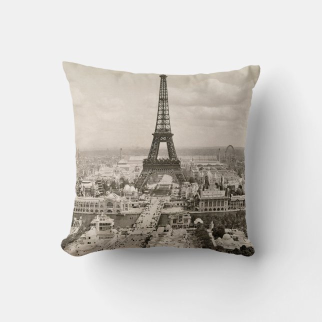 Paris: Eiffel Tower, 1900 Throw Pillow (Front)