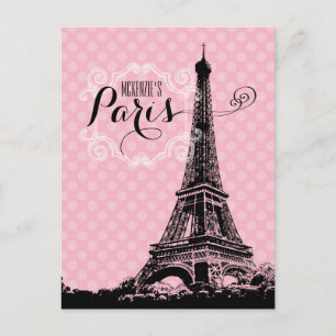 Paris Eiffel Tower Add Name Postcard