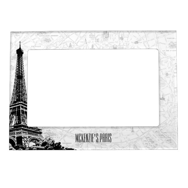 Paris Eiffel Tower Add Your Name Magnetic Photo Frame (Front)
