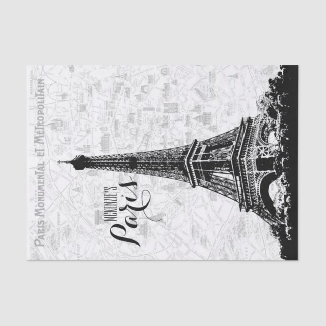 Paris Eiffel Tower Add Your Name Tissue Paper (Front)