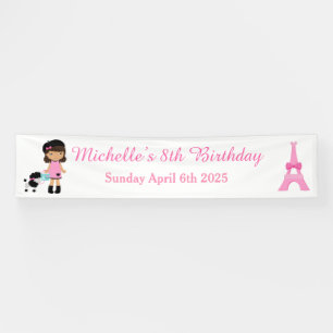 Paris Eiffel Tower African American Girl Banner