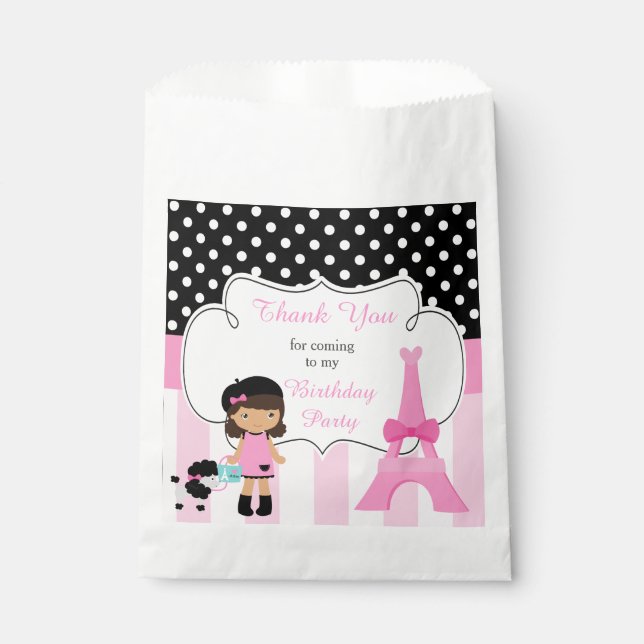 Paris Eiffel Tower African American Girl Favor Bag (Front)