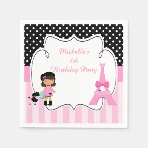 Paris Eiffel Tower African American Girl Napkins