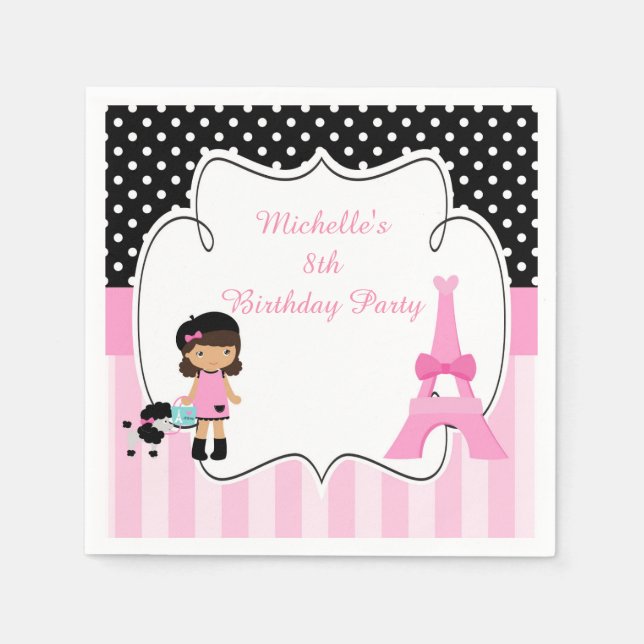 Paris Eiffel Tower African American Girl Napkins (Front)
