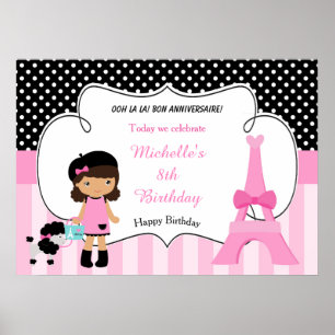 Paris Eiffel Tower African American Girl Poster