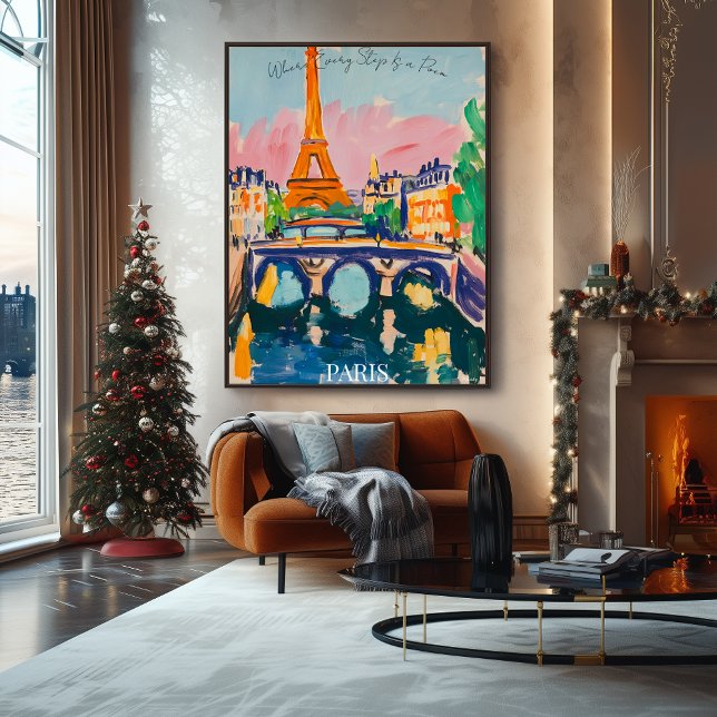 Paris Eiffel Tower and Bridge in Fauvist Artistic  Poster (Creator Uploaded)