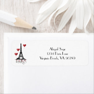 Paris, Eiffel Tower and Red Balloons Address Label
