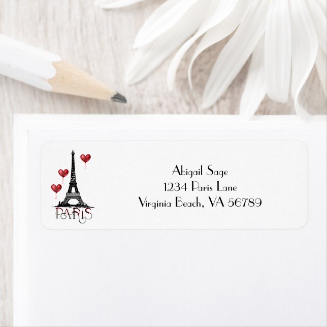 Paris, Eiffel Tower and Red Balloons Address Label (Insitu)