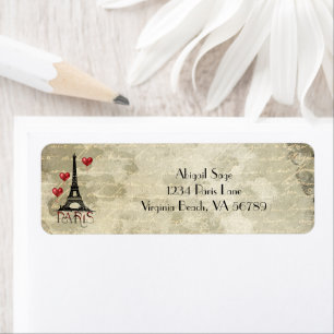 Paris, Eiffel Tower and Red Balloons Address Label