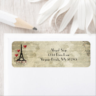 Paris, Eiffel Tower and Red Balloons Address Label