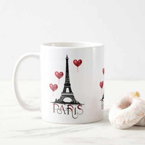 Paris Eiffel Tower and Red Balloons Coffee Mug