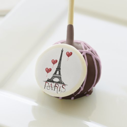Paris Eiffel Tower and Red Heart Balloons Cake Pops