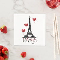 Paris, Eiffel Tower and Red Heart Balloons