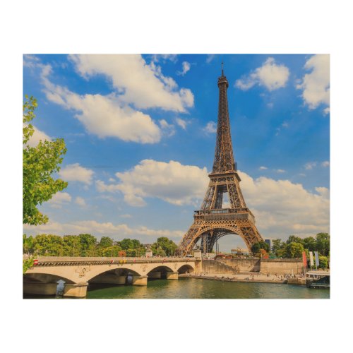 Paris Eiffel Tower and river Seine France Wood Wall Art