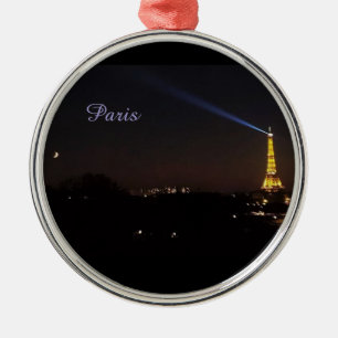 Paris Eiffel Tower at Night Metal Ornament