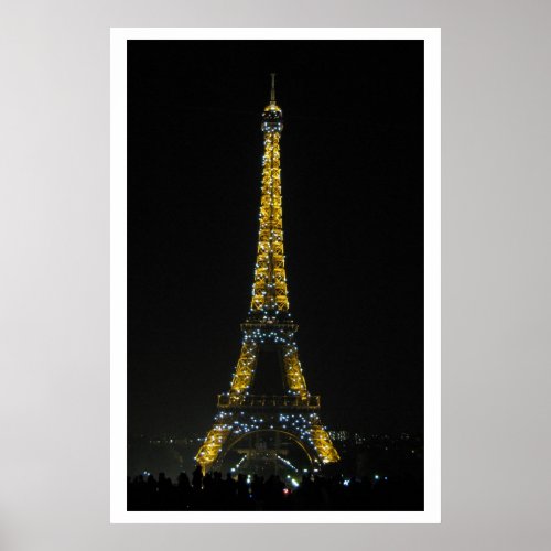 Paris Eiffel tower at night Poster