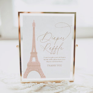 Paris Eiffel Tower Baby Shower Diaper Raffle Sign