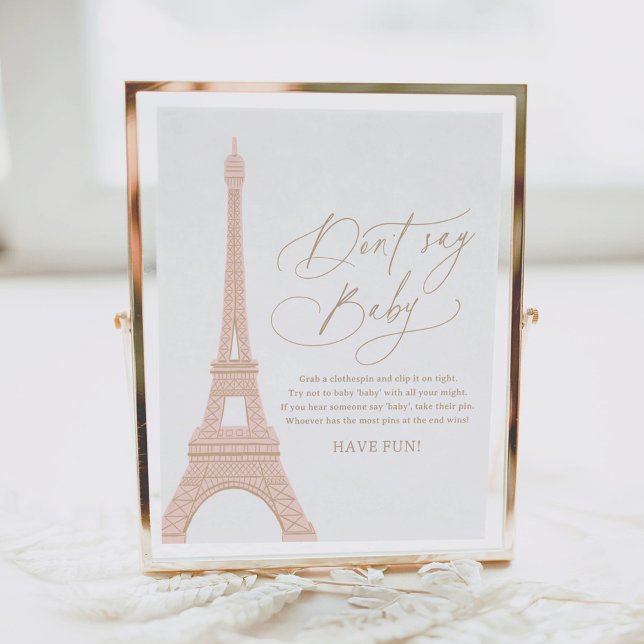 Paris Eiffel Tower Baby Shower Don't Say Baby Sign (Creator Uploaded)