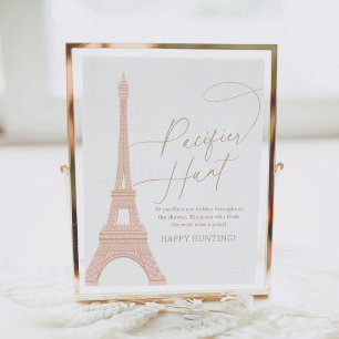 Paris Eiffel Tower Baby Shower Pacifier Hunt Sign