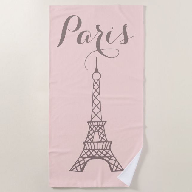 Paris Eiffel Tower Bathroom Beach Towel  (Front)