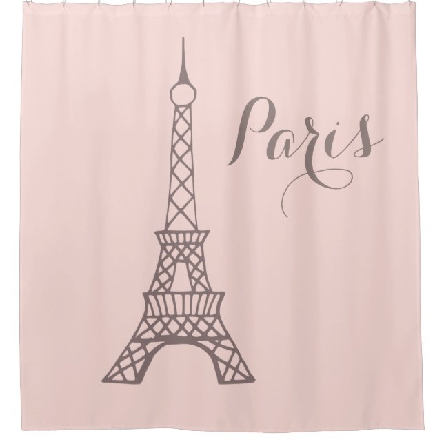 Paris Eiffel Tower Bathroom Shower Curtain Decor (Front)