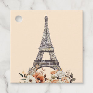Paris Eiffel Tower Beautiful Floral Bridal Shower Favor Tags