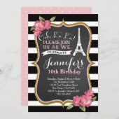Paris Eiffel Tower Birthday Party Invitation (Front/Back)