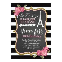 Paris Eiffel Tower Birthday Party Invitation