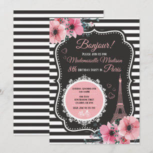 Paris Eiffel Tower Birthday Party Invitation